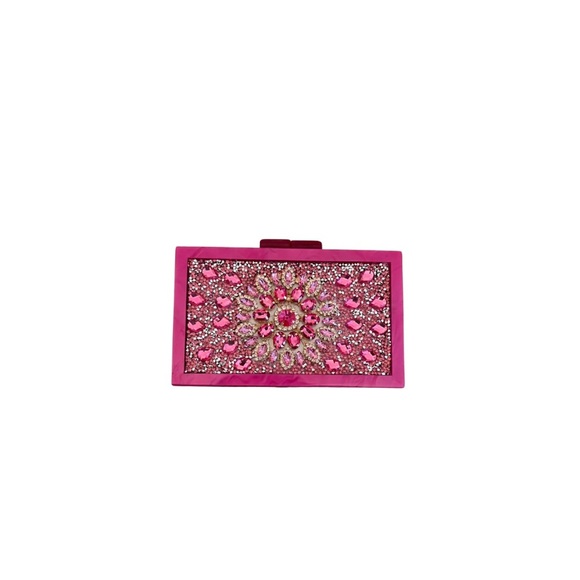 None Handbags - Pink Embellished Clutch